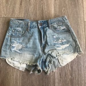 High waisted denim shorts